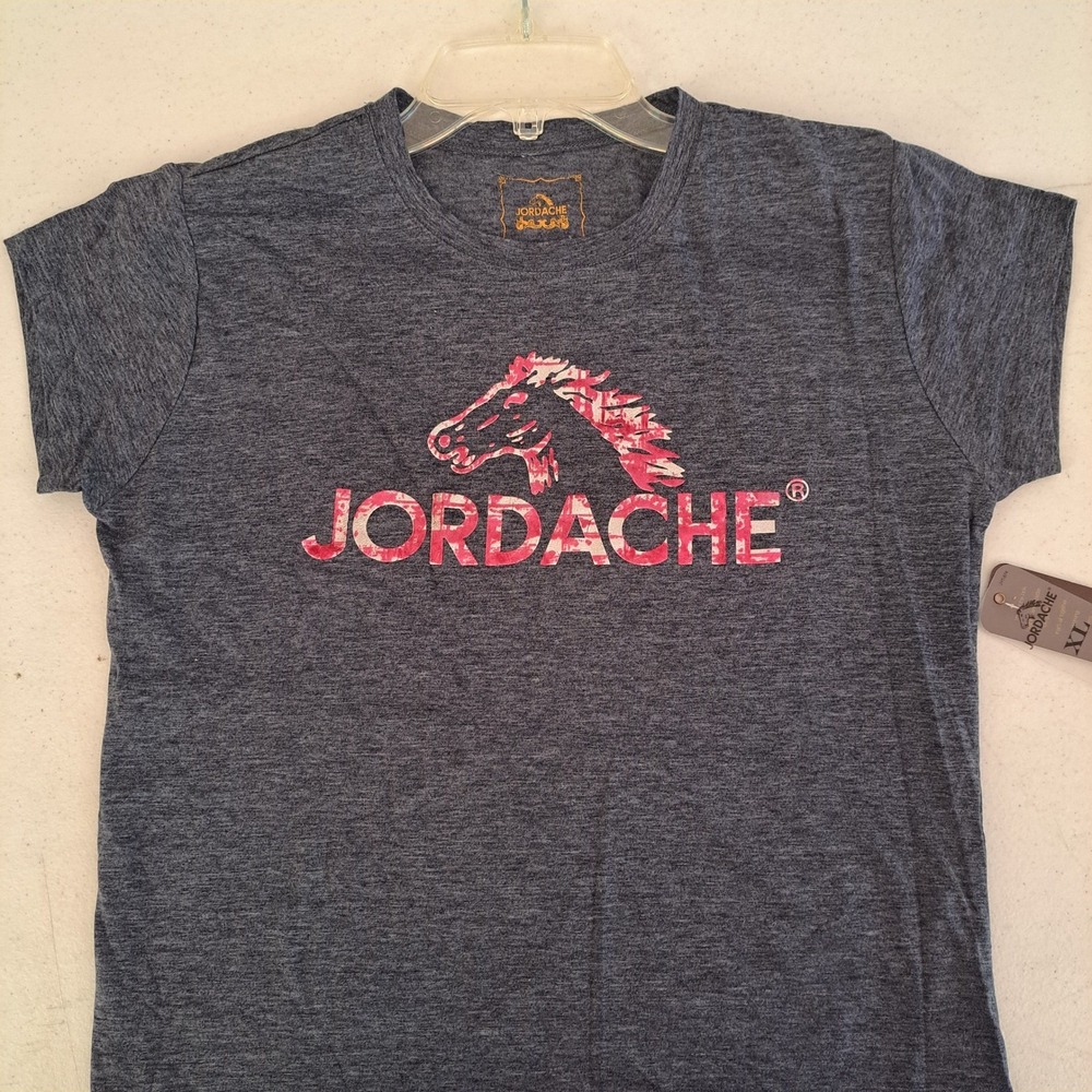 Jordache Graphic Tee Womens Heather Navy L New Logo Shirt 1339-162